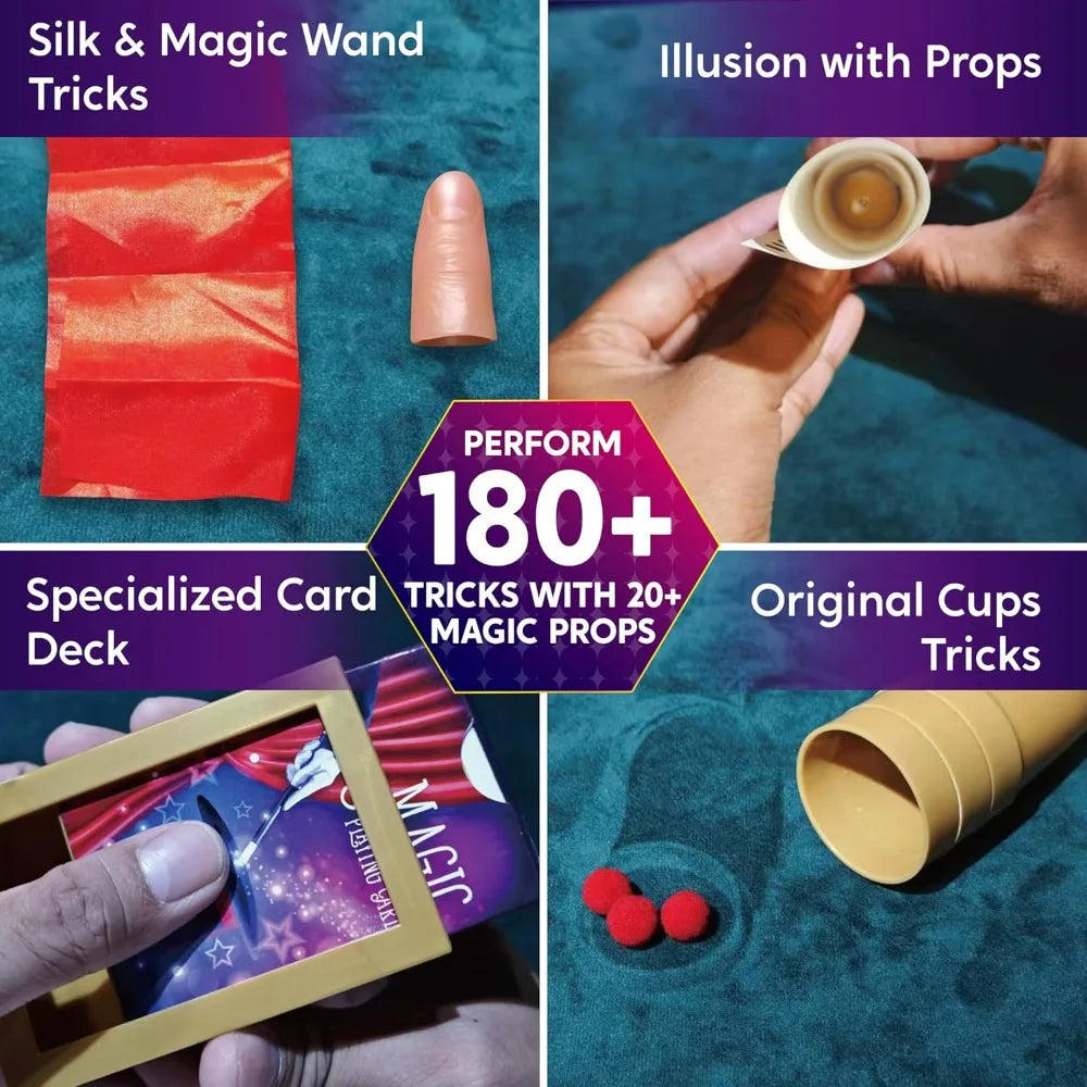 JOYFY 180+ Magic Set My First Magic Trick Kit Amazing Magician Toy with Step-by-Step Video Lessons for Kids Birhtyday Gift