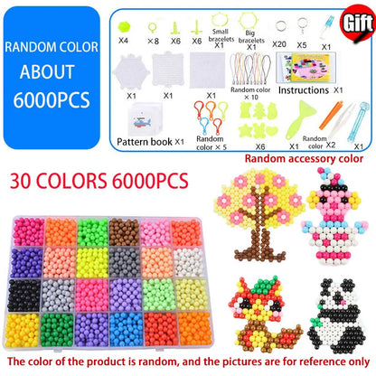 Handmade Magic Water Fuse Beads Creative Beads DIY Art Crafts Toys Magic Water Sticky Beads Sensory Toys Set with Accessories