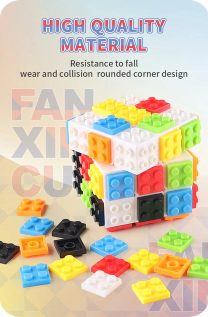 Building Blocks 3D Magic Puzzle Cube 3x3x3 DIY Fidget Toy Brick  puzzle professional smooth speed game children's toy gift