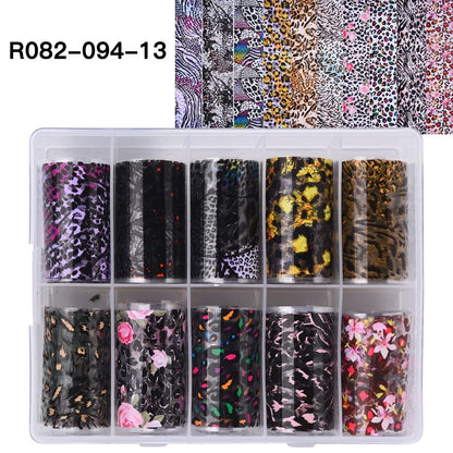 10 Patterns New Metal Nail Foils for Transfer Paper Stickers Floral Chameleon Nails Wraps DIY Water Marble Nail Art Decorations