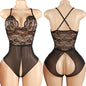 One Pieces Bodysuit Plus Size Women Lace Jumpsuit Erotic Outfits Sexy Backless Romper Deep V Open Bra Crotchless Teddy Bodysuits