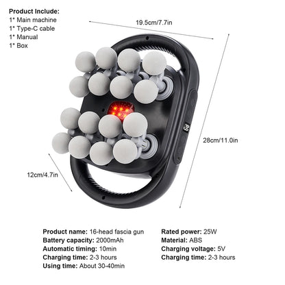 16-Head Fascia Gun High-Frequency Vibration Body Massage Gun Waist and Back  Massager Neck Shoulder Massager Muscle masajeador
