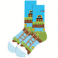 1 pair of men's cartoon printed tool pattern with unique and personalized long socks men  socks