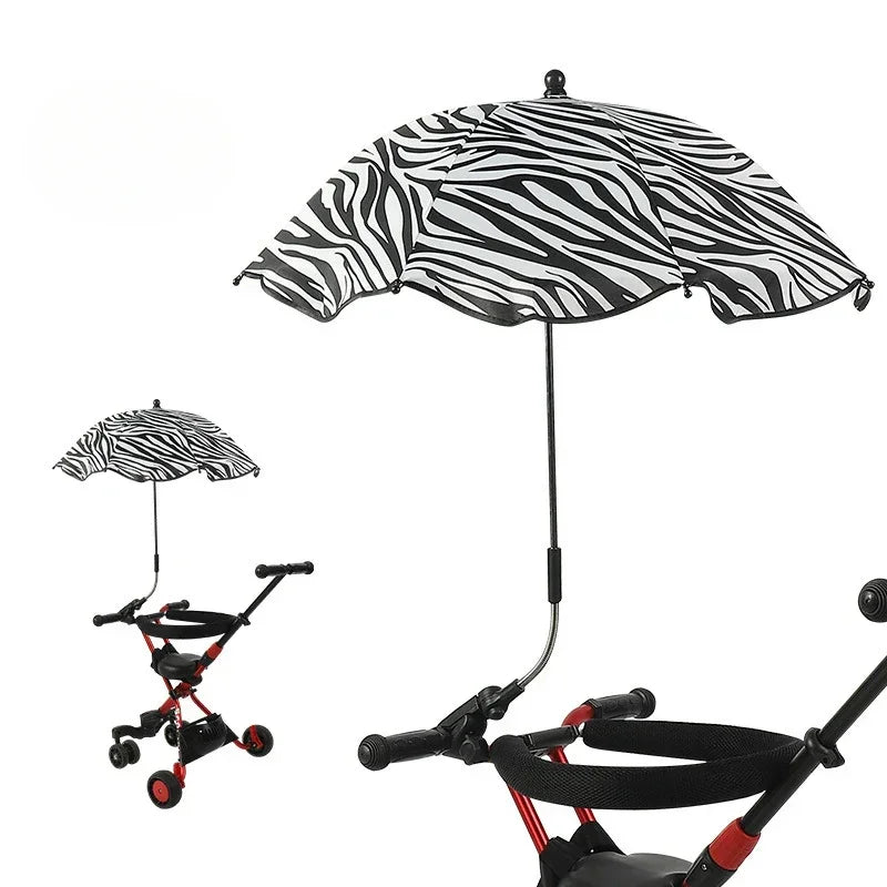 Universal Sun Umbrella for Baby Stroller UV Protection Pram Umbrella 360° Adjustable Rainproof and Windproof Sunshade Parasol