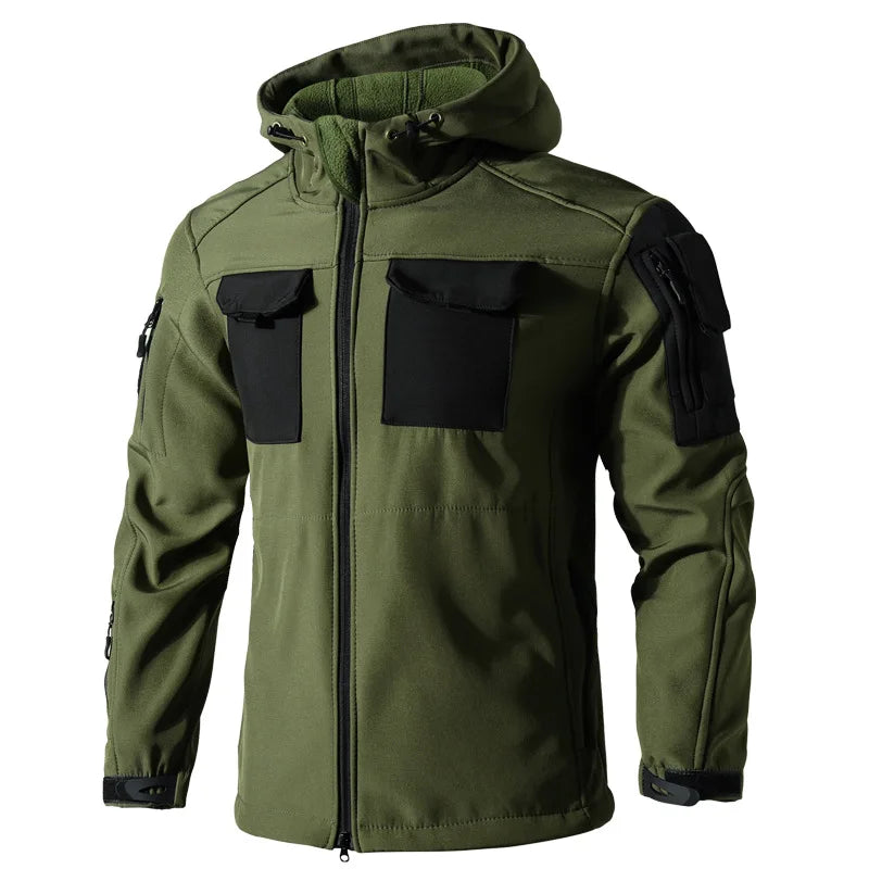 New Shark Shell Beetle Suit Winter Camo Fleece Lined Thickened Softshell Jacket Pants Set Plus Size Windproof Thermal Outdoor Ge