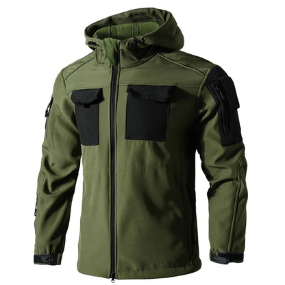 New Shark Shell Beetle Suit Winter Camo Fleece Lined Thickened Softshell Jacket Pants Set Plus Size Windproof Thermal Outdoor Ge