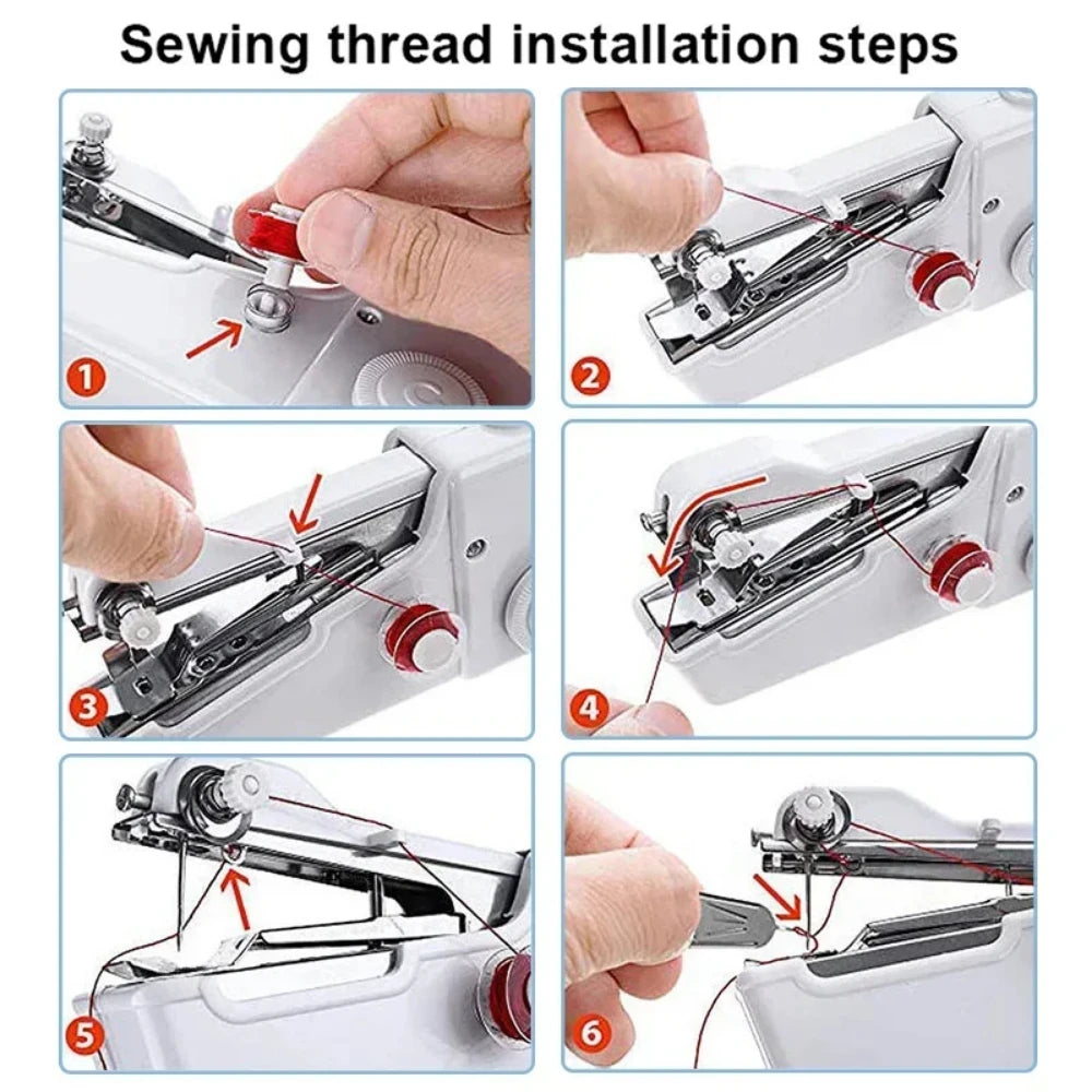 Portable Handheld Electric Sewing Machine Mini Quick Stitch Home Clothes Repair DIY Fabric Sewing Tool for Clothing Crafts