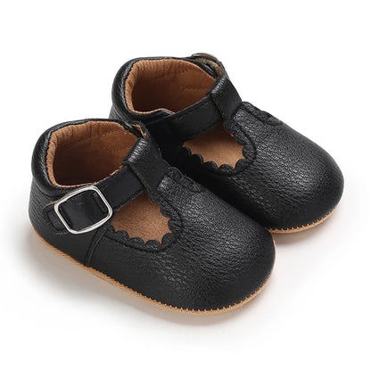 2025Black Fashion Newborn Party Princess Shoes  Boys And Girls' First Step Walking Shoes Rubber Soled Anti Slip Baby Shoes 0-18M