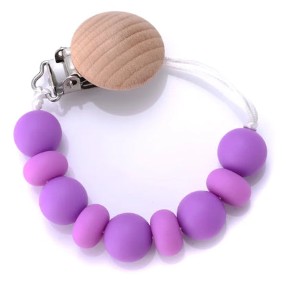 BPA-Free Silicone Pacifier Clips Chain with Beads Dummy Clip Holder Soother Teething Toy Chew Gift for Babies