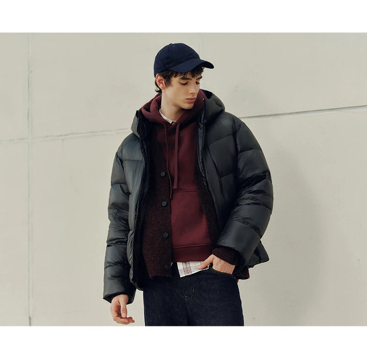 Semir Down Jacket Men Loose Hooded Puffer Three-Resistant Outerwear Heat-Generating Anti-Static 2026 New Winter Men's Wear