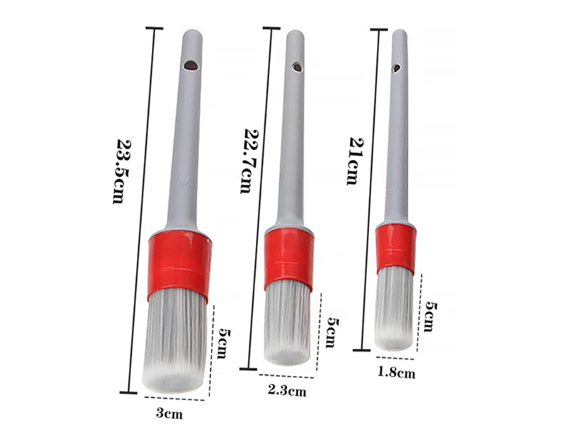 Lucullan Super Soft Synthetic Bristle Detailing Brushes Set PP Handle For Wheels,Tires, Engine Bay, Leather Seats, Door Panels