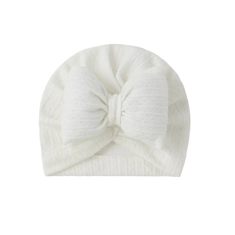 Cute Bowknot Baby Turban Hat Soft Newborn Baby Girls Indian Cap Solid Color Infant Boys Cap Beanies Headwrap