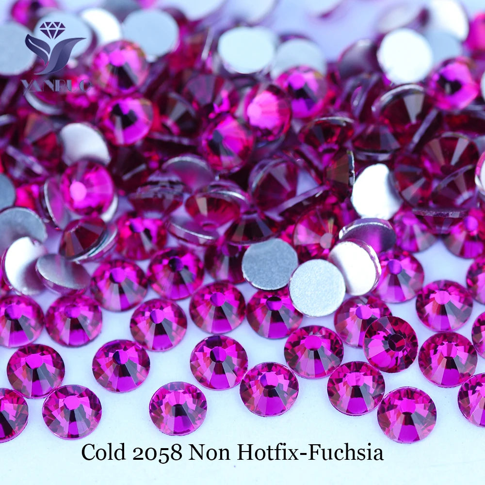 YANRUO 2058NoHF All Color SS16-SS30 Non Hot Fix Sewing Rhinestones Glass Crystal 3D Nail Art Rhinestones For Dress Clothes