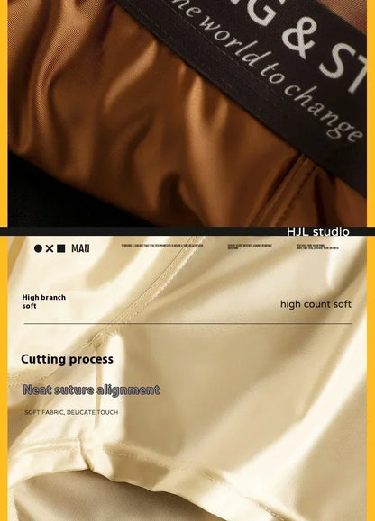 1/3PCS Men's Cool Ice Silk Boxers Shorts Summer Satin-like Solid Underpants Skin Friendly Breathable Mesh Crotch Male Underwear