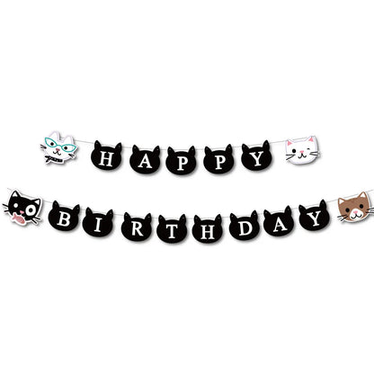 Cat Party Paper Plates Cups Napkins Party Supplies Cat Face Happy Birthday Banner Tablecloth for Cat Themed Birthday Party Decor
