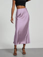 21 Colors New 2026 Women's Elegant High Waist Satin Long Skirts Female Summer Solid Color Faldas