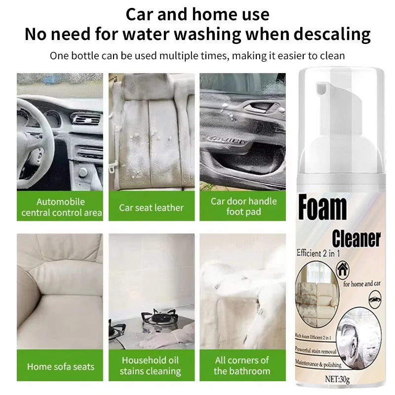 2-in-1 Multi-Purpose Car Interior Multi-Purpose Foaming Cleaner Spray Car Accessories Anti-Aging Protection