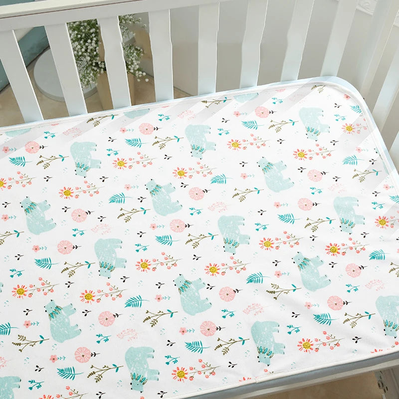 Crib Sheet Waterproof Baby Urine Changing Mat Cotton Reusable Infant Change Diaper Pad Cover Washable Newborn Bed Nappy Mattress