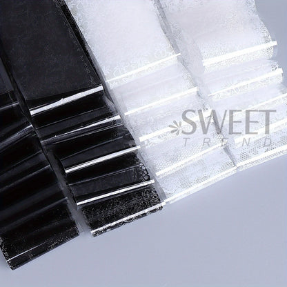 10/20pcs Elegant Black White Lace Flowers Nail Transfer Foils Fantasy Retro Floral Starry Sky Paper Sticker Manicure Accessories
