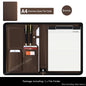 Executive Business A4 Leather Portfolio Folder Clipboard for Zippered Desk Organizer Document Briefcase Calculator for Office