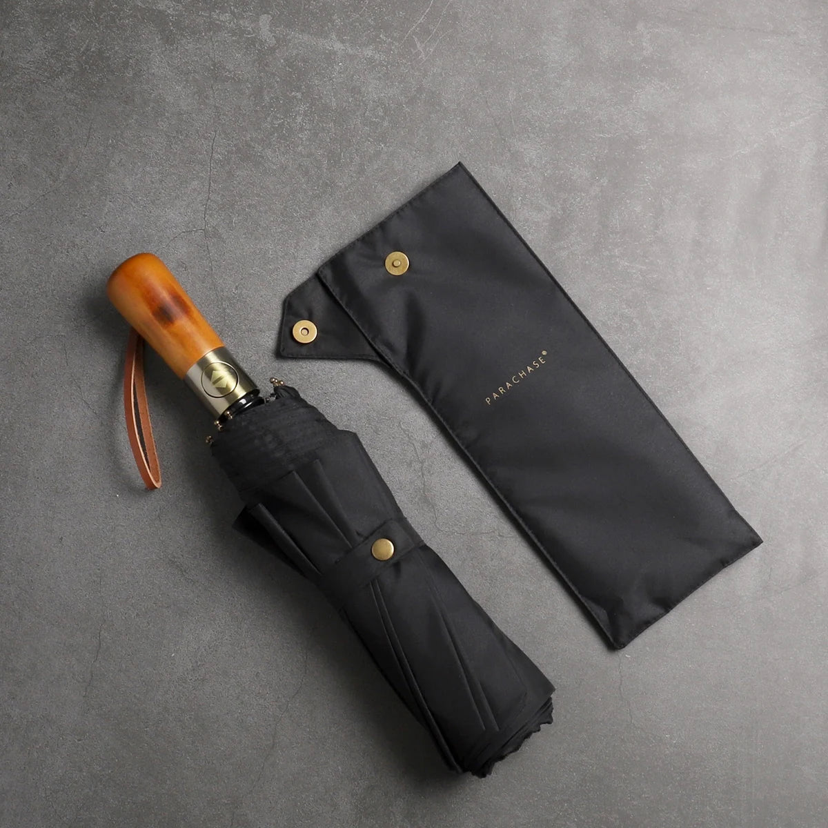 PARACHASE Big Umbrella Men Business Style 115cm Automatic Umbrella Rain Double Layer 10K Windproof Large Golf Umbrellas Wooden
