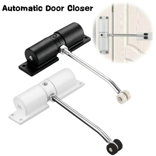 180 Degree Automatic Door Closer Metal Adjustable Heavy Duty Safety Spring Silence Durable Convert Hinged Door Interior Exterior
