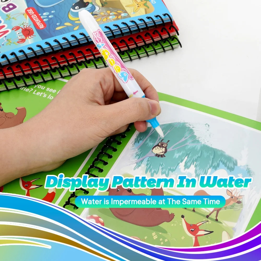 Water Coloring Books,9/18 Pack,Paint with Water Books, Educational Learning Doodle,Reusable No-Mess Art Book Travel Holiday Gift