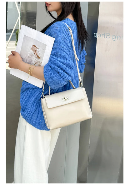 Genuine Leather Top Handle Crossbody Bag for Women Vintage Oil Wax Leather Shoulder Bag Small Luxury Designer Satchel Handbag