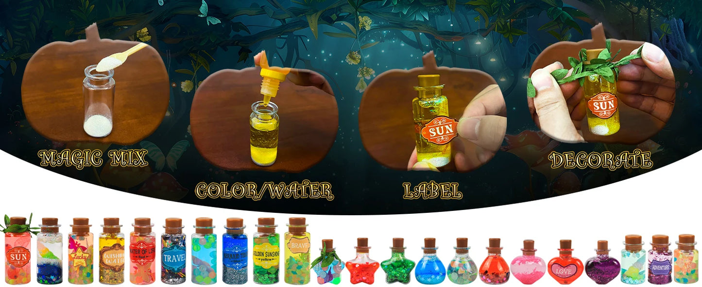 DIY Fairy Magical Potions Kit Horror Halloween Christmas Gifts Witches' Magical Color Changing Freezing Potions Art Craft Kit