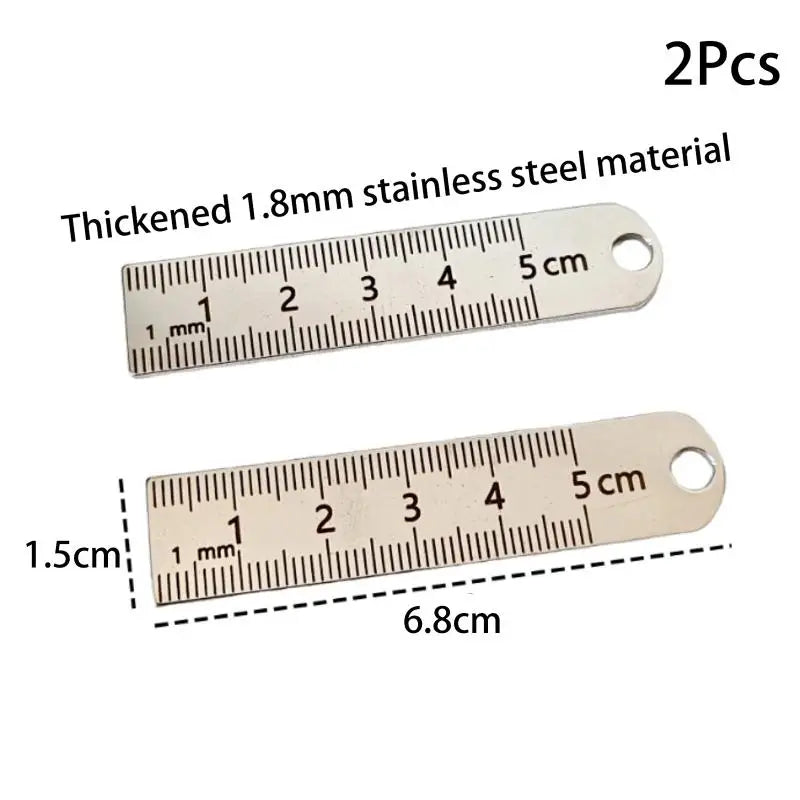 ♥Mini Stainless Steel Ruler Keychain | 1-5cm Portable Measuring Tool Key Rings (Anti-loss Measuring Ruler)