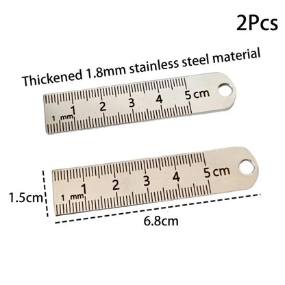 ♥Mini Stainless Steel Ruler Keychain | 1-5cm Portable Measuring Tool Key Rings (Anti-loss Measuring Ruler)