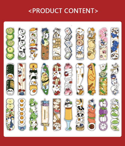 30 Sheets/Set Cute Cat Bookmark for Reading Creative Cat-Shaped Paper Bookmarks Decorative Paper Cards Stationery Gift