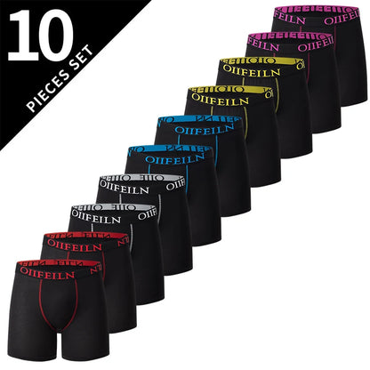 5/10 Pack Multi-size Teenagers To Adults Men's Boyshort Leisure Sports Joker Elastic Waist Long Men's Underwear Can Be Parent-ch