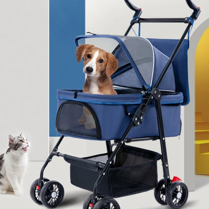 4 Wheel Foldable Pet Stroller Detachable Carrier for Small Dogs Cats, Lightweight Travel Pet Cart with Breathable Mesh