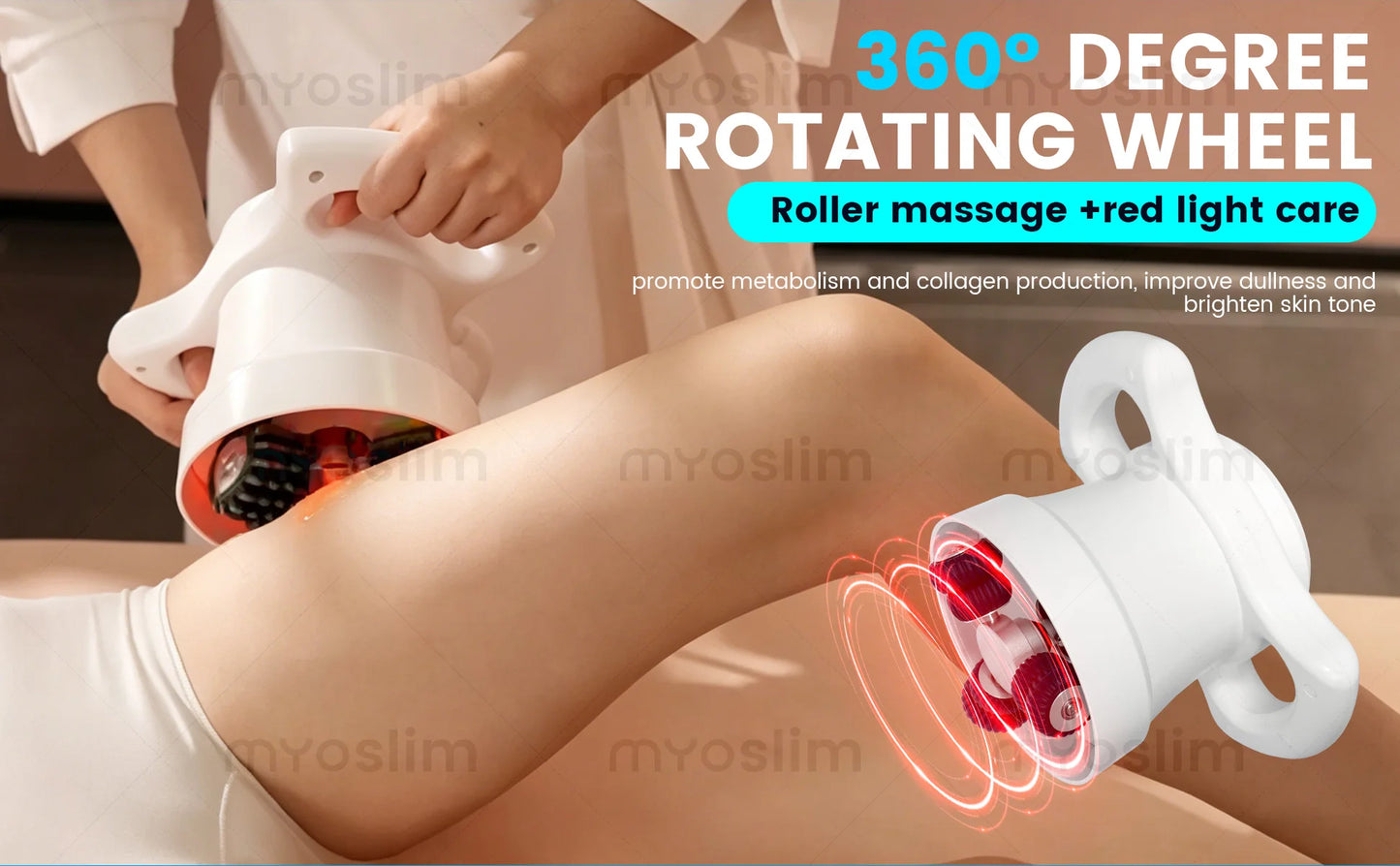 360° Rotation Body Contouring Roller Massager Red Light Skin Care Deep Tissue Massage Anti Cellulite Body Shaping Device