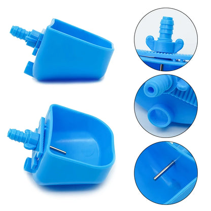 5/10Pcs Rabbit Water Bowl Farm Rabbit Automatic Drinker Rabbit Cage Fix Cup Stainless Steel Plastic Drinking Bowl