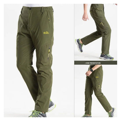 Longe Summer Quick Dry Hiking Pants Men Stretch Waterproof Tactical Pants Zipper Pockets Trousers Lightweight Fishing Pants