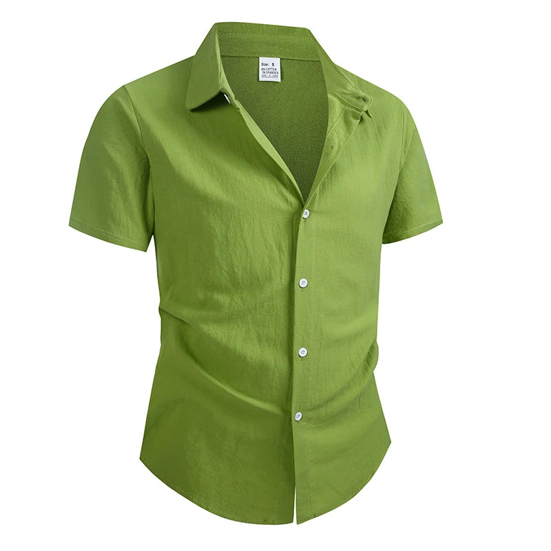 Men's Cotton Linen Shirt Summer Short Sleeve Male Tops 2026 Brand Clothing High Quality Shirts Casual Fashion Shirt For Men