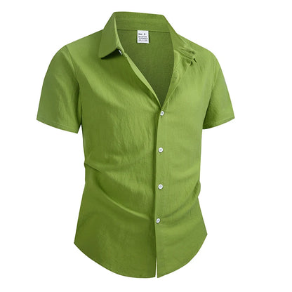 Men's Cotton Linen Shirt Summer Short Sleeve Male Tops 2026 Brand Clothing High Quality Shirts Casual Fashion Shirt For Men