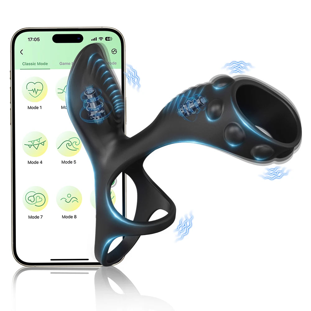 Vibrating 360°Twisting Cock Ring Sex Toys for Women Adult Couples G-spot Clitoral Stimulator Penis Ring for Men Dick Vibrator 18