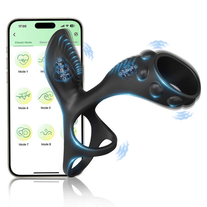 Vibrating 360°Twisting Cock Ring Sex Toys for Women Adult Couples G-spot Clitoral Stimulator Penis Ring for Men Dick Vibrator 18