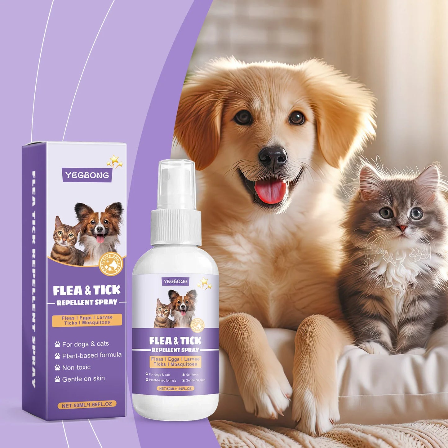 Pet Flea Spray Spray Effectively Removing Fleas Ticks Relieve Skin Itching Natural Ingredients Non Irritating Pet Flea Repellent