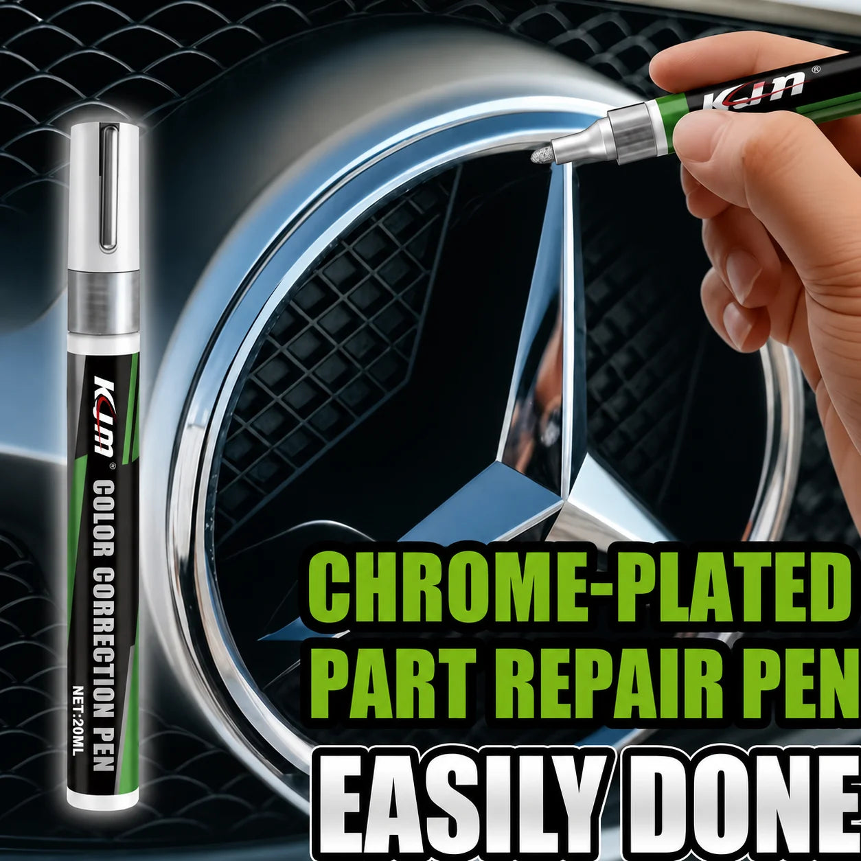 KJM Car Chrome Plating Repair Pen Metal Scratch Touch Up Paint Wheel Trim Rust Scratches Restoring Maintenance Pen