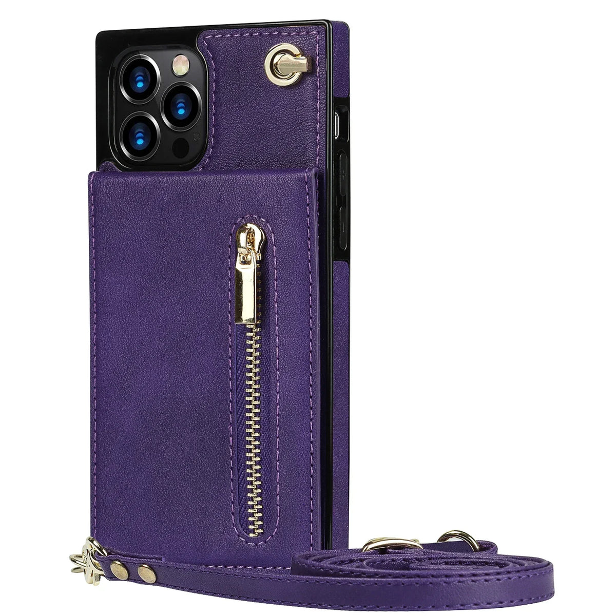 Zipper Wallet for IPhone 17 Air 16 16E 15 14 13 12 11 Pro Max Plus Case with Card Holder Lanyard Strap Crossbody Leather Cover