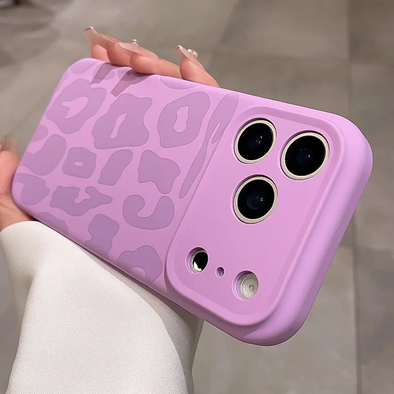 Leopard Pattern Liquid Silicone Case for iPhone 17 16 Pro Max Air 14 15 Plus 12 Camera Control Button Soft Shockproof Cover