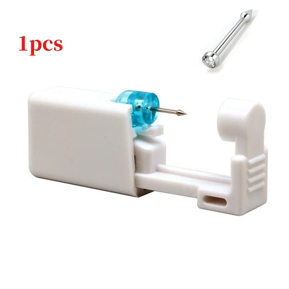 Disposable Nose Piercing Gun Kit with Built-in White Diamond Stud Personal Nose Body Piercing Tool Nose Ring Piercer