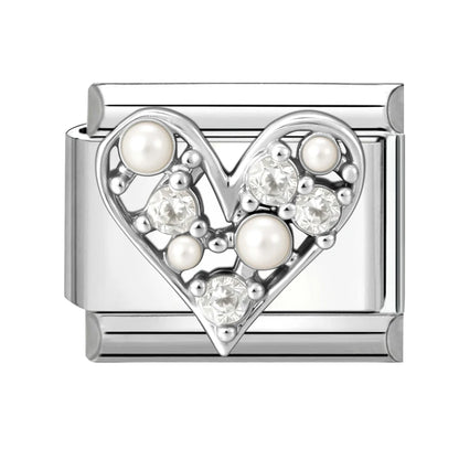 Wholeasle Shiny Zircon Shell Love Heart Devil Eyes Italian Charm Links Fit 9mm Stainless Steel Bracelet Women Jewelry DIY Making