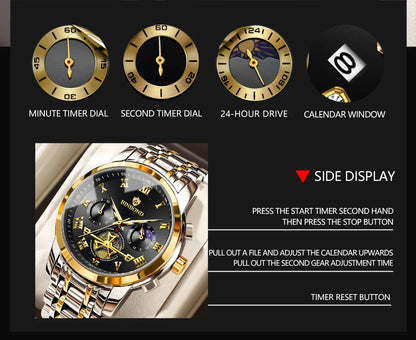 BINBOND Chronograph Men's Watches Accurate Quartz Watch For Men Luxury Luminous Waterproof StopWatch Durable Reloj