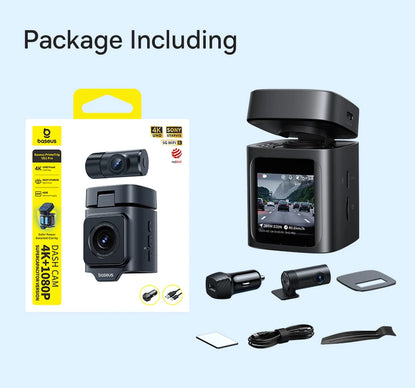 Baseus 4K Dash Cam VD1 Pro Front and Rear UHD Car Camera for SONY Sensor Supercapatior Night Vision WiFi6 DVR Video Recorder