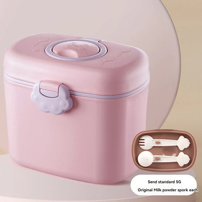 Baby Formula Dispenser Container Portable Milk Powder Storage Box with Carry Handle & Spoon for Outdoor Travel Activity
